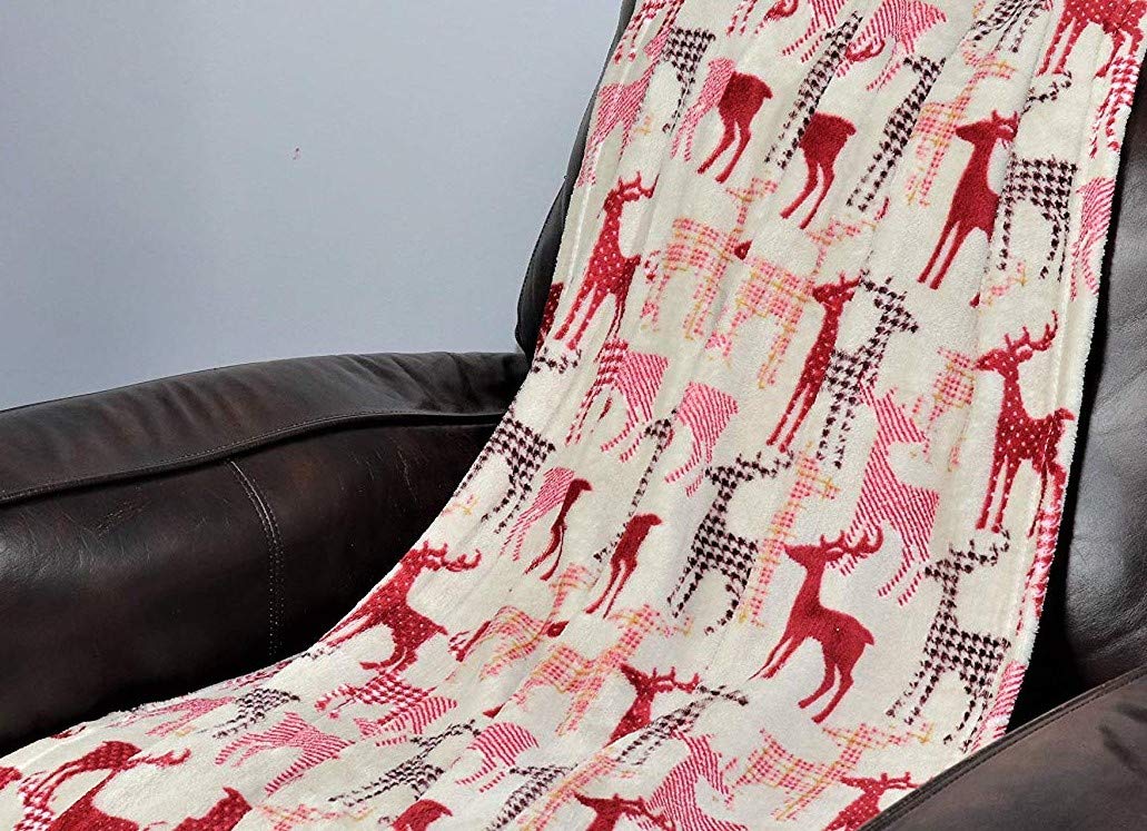 Decor&More Festive Holiday Microplush Throw Blanket (50" x 60") - Forest Friends