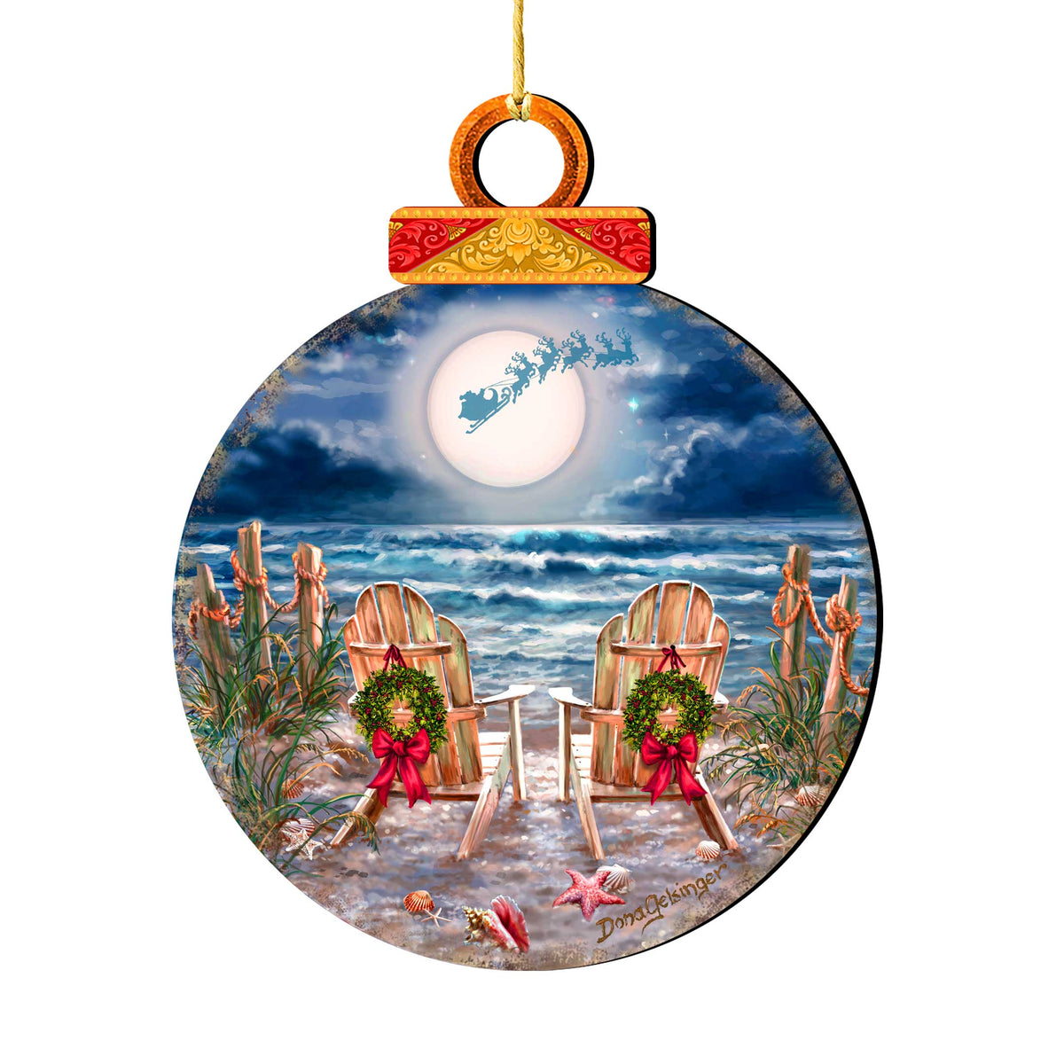 Moonlight Christmas Holiday Wooden Ornaments by D. Gelsinger - Christmas Decor - 8652817-DG