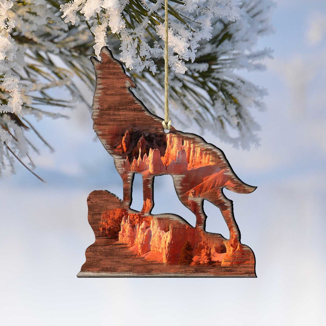Howling Wolf Wooden Ornaments by Nature Wonders - Wildlife Holiday Decor - 8198227-3