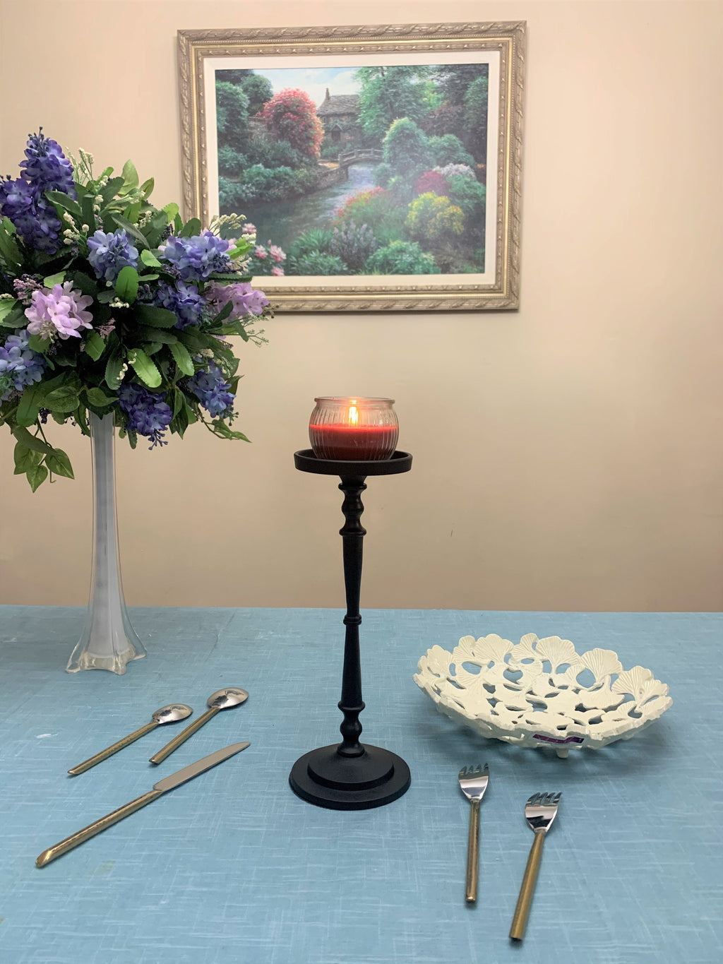 Vibhsa Pillar Candle Holder | Matte Black, 11.5"H, Fits 3.5" Candles
