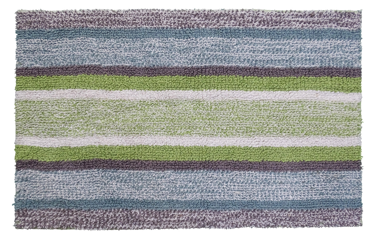 Vibhsa Multi Color Striped Bath Rug | 20"x32" 100% Cotton, Machine Washable