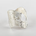 Fennco Styles Neptune Collection Wavy Design Metal Napkin Rings - Set of 4 - Silver