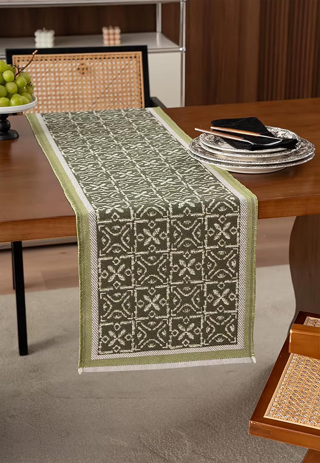 Fennco Styles Reversible Jacquard Vintage Cotton Blend Table Runner