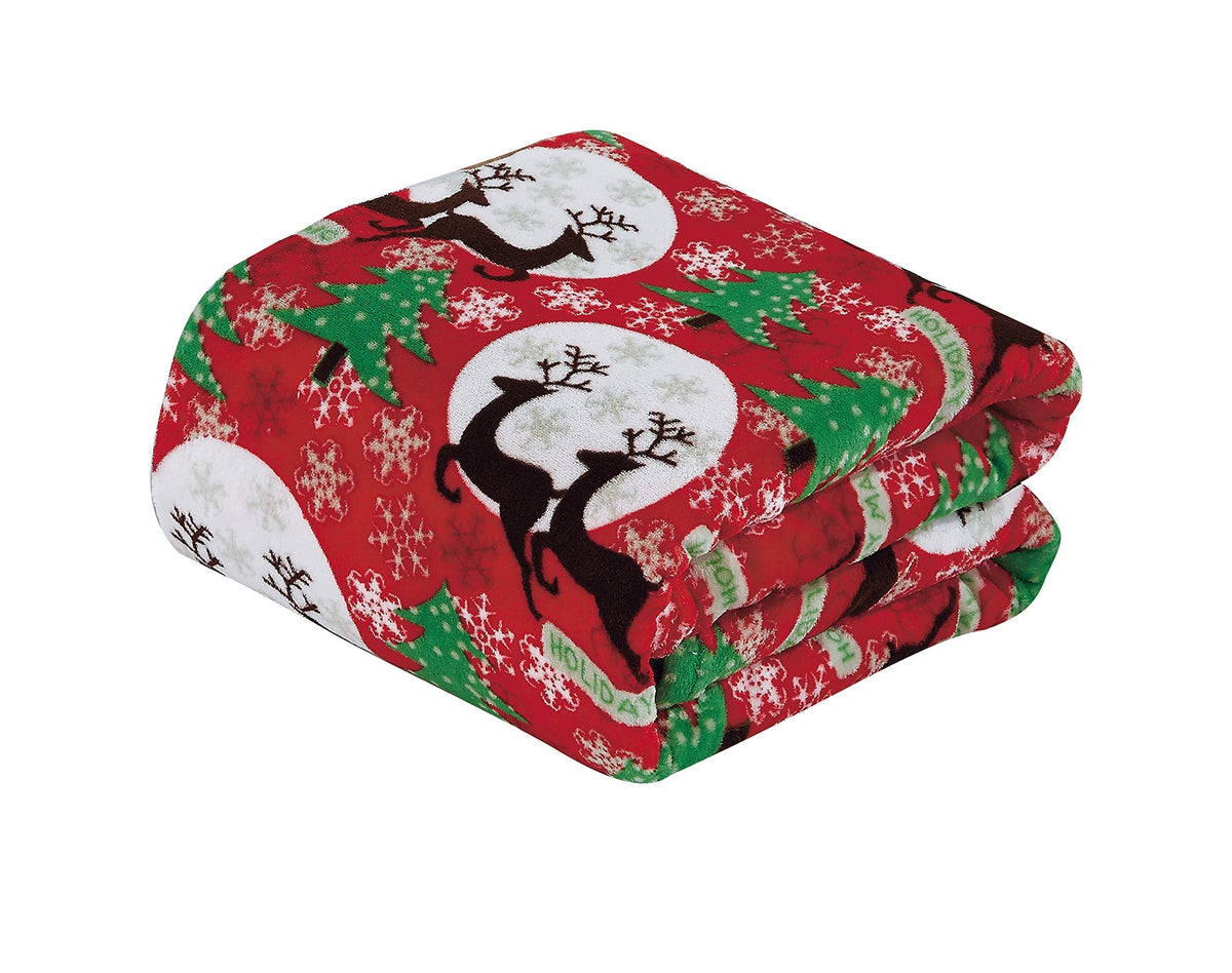 Decor&More Festive Holiday Microplush Throw Blanket (50" x 60") - Holiday Magic