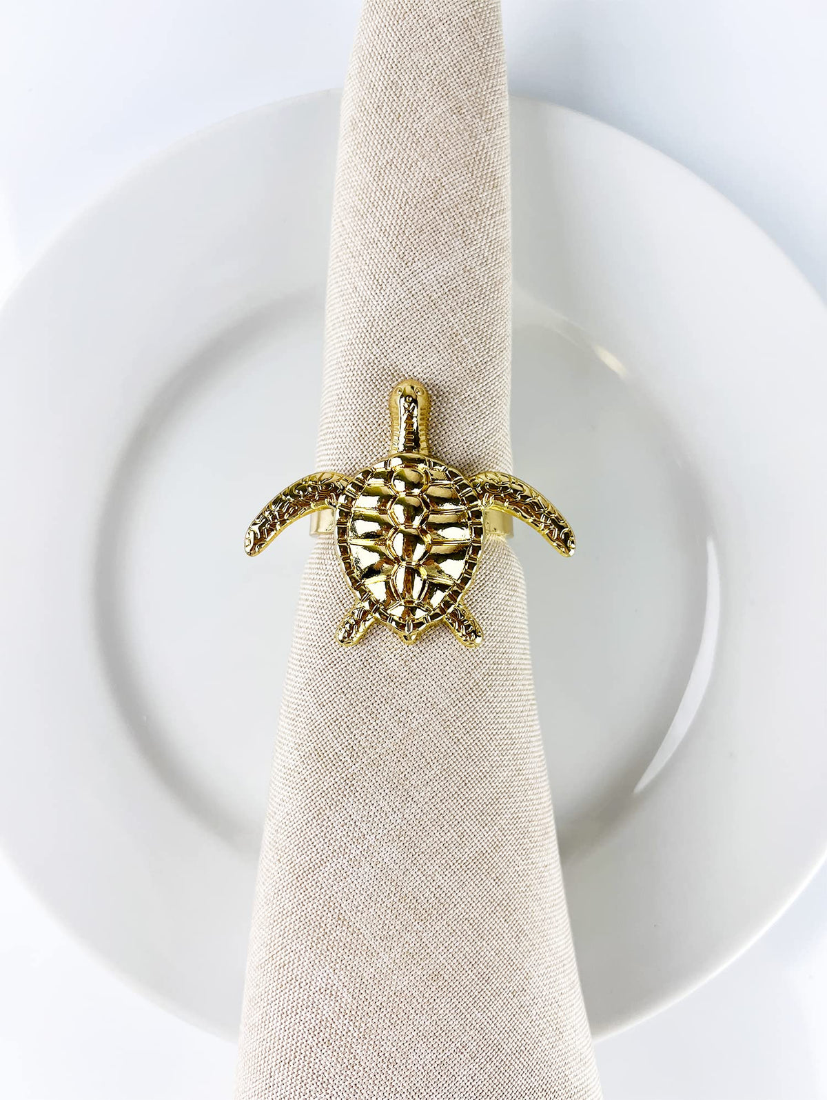 Fennco Styles Nature's Touch Sea Turtle Metal Napkin Rings, Set of 4 – Bronze Sea Creatures Napkin Holders for Family Dinner, Themed Party, Table Décor, Banquets, Holidays and Special Occasion
