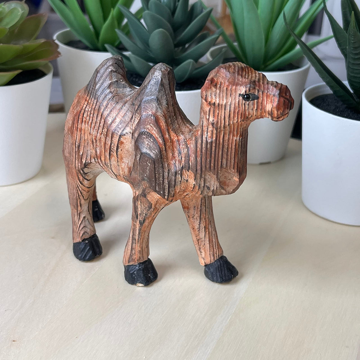 YEEYAYA Wood Camel Hand Carved Wood Sculpture Home Decor Wood Statue Wood Figurines Room Decor