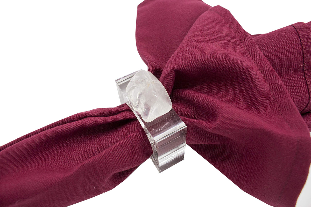 Fennco Styles Natural Stone Napkin Rings, Set of 4 - Natural Rock Napkin Holders for Home Décor, Dining Table, Banquet, Everyday Use and Special Occasion