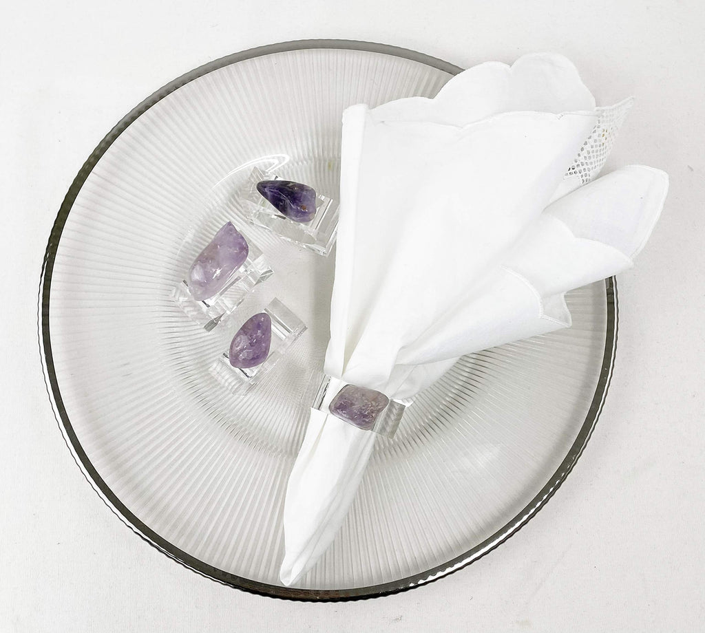 Fennco Styles Natural Stone Napkin Rings, Set of 4 - Natural Rock Napkin Holders for Home Décor, Dining Table, Banquet, Everyday Use and Special Occasion