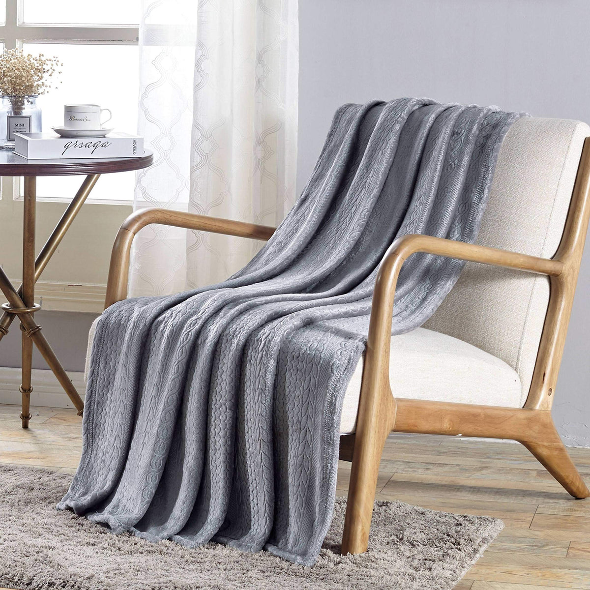 Decor&More Double Helix Embossed Ultra Lush Throw Blanket (50" x 60")