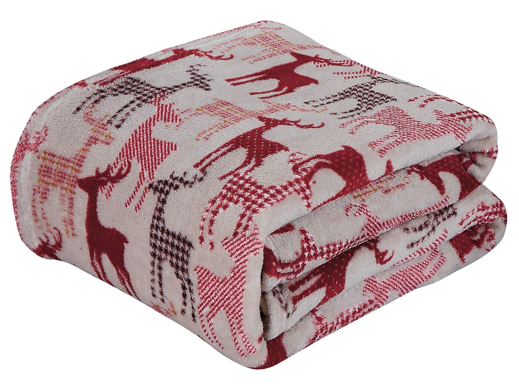Decor&More Festive Holiday Microplush Throw Blanket (50" x 60") - Reindeer Silhouette