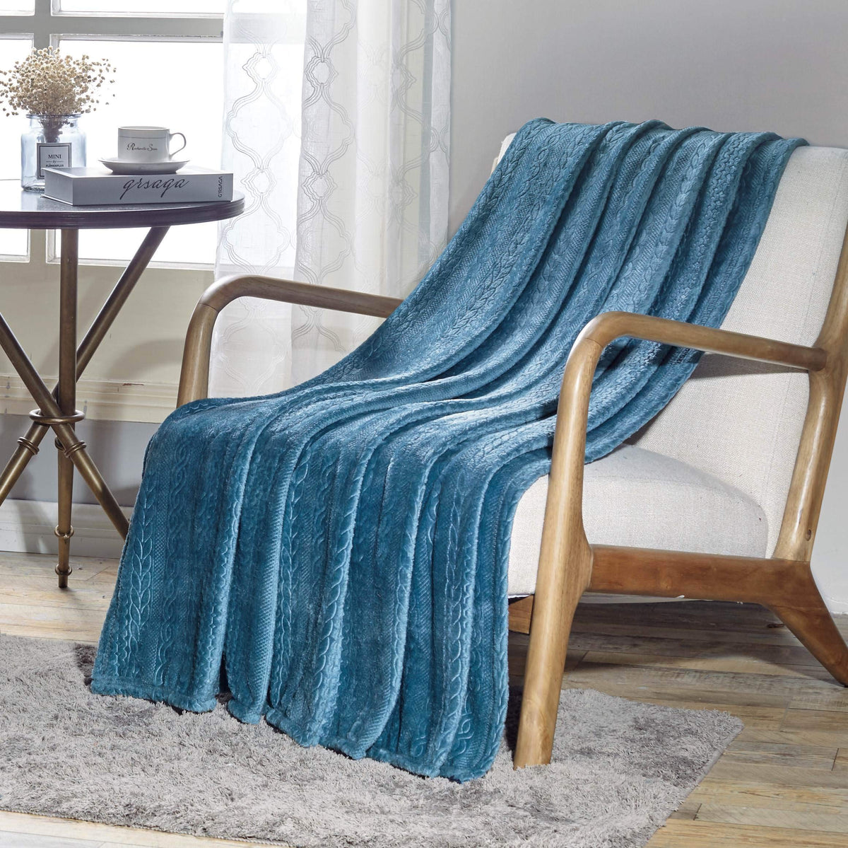 Decor&More Double Helix Embossed Ultra Lush Throw Blanket (50" x 60")