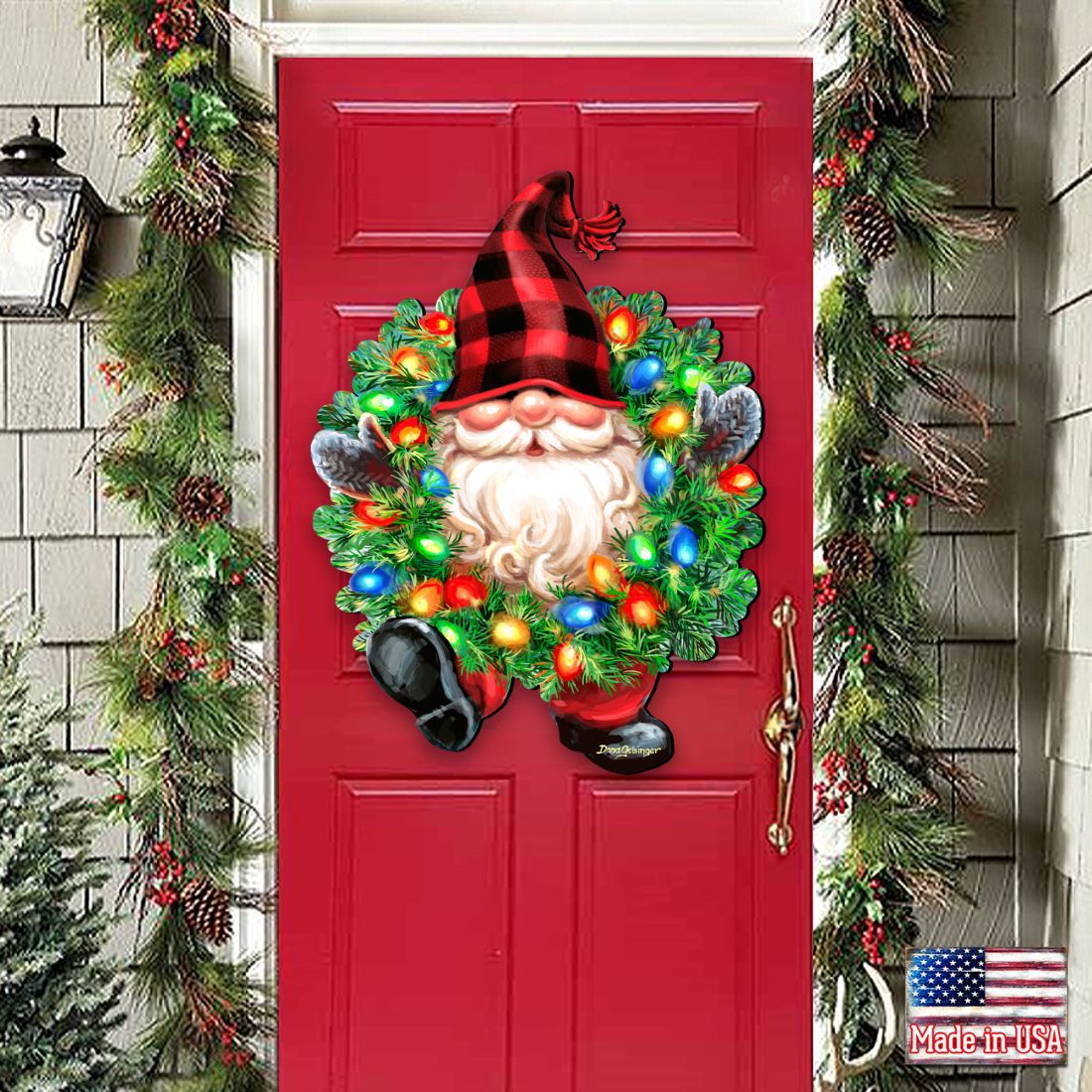 Christmas Gnome Holiday Door Wreath by D. Gelsinger - Christmas Decor - 8461053H-DG