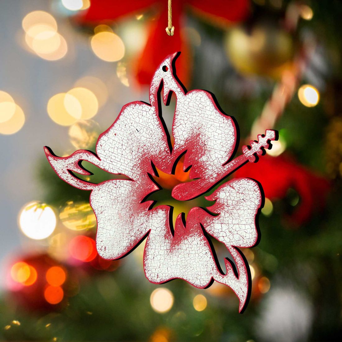 Rustic Hibiscus Flower Wooden Ornaments by Nature Wonders - Love Family Kids Decor - 8198421