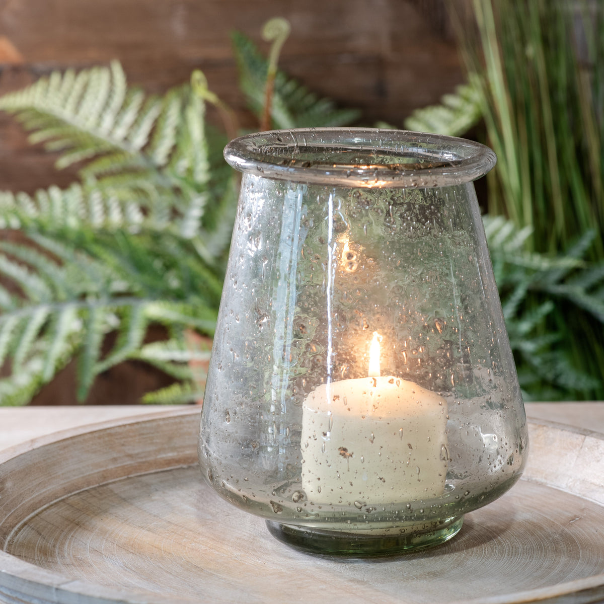 Speckled Bubble Glass Hurricane Vase