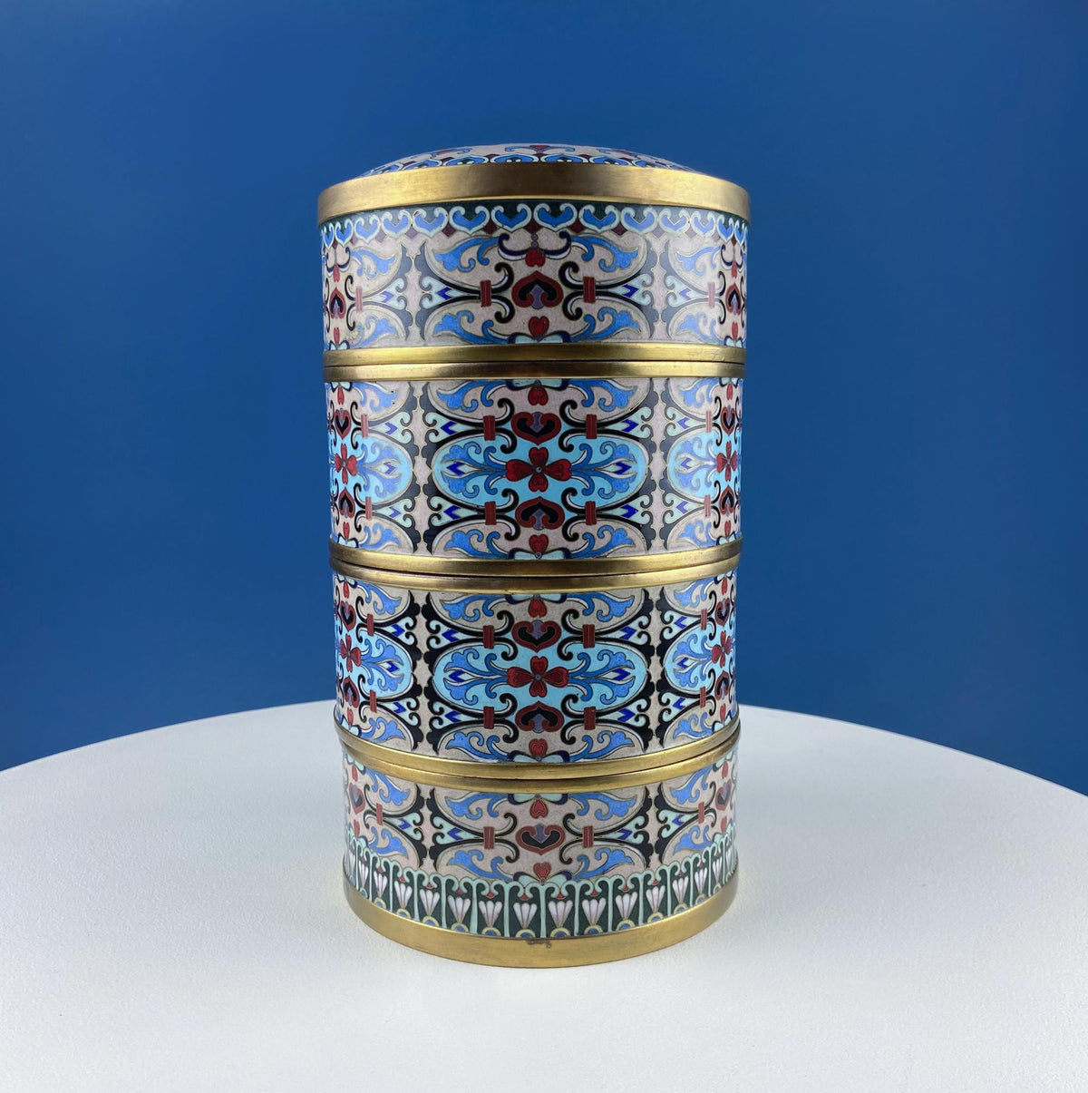 Chinese Cloisonne Stacking Boxes, Set of 4