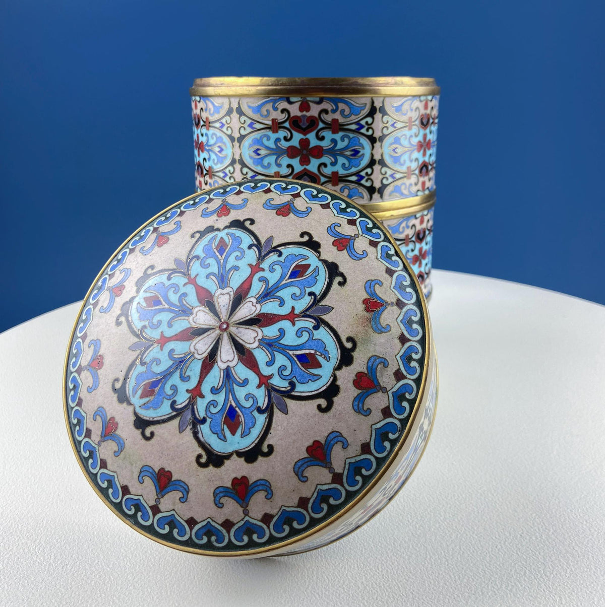 Chinese Cloisonne Stacking Boxes, Set of 4