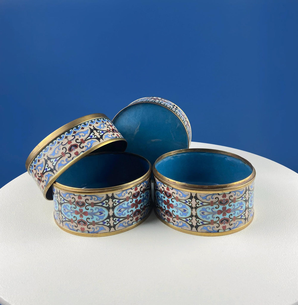 Chinese Cloisonne Stacking Boxes, Set of 4