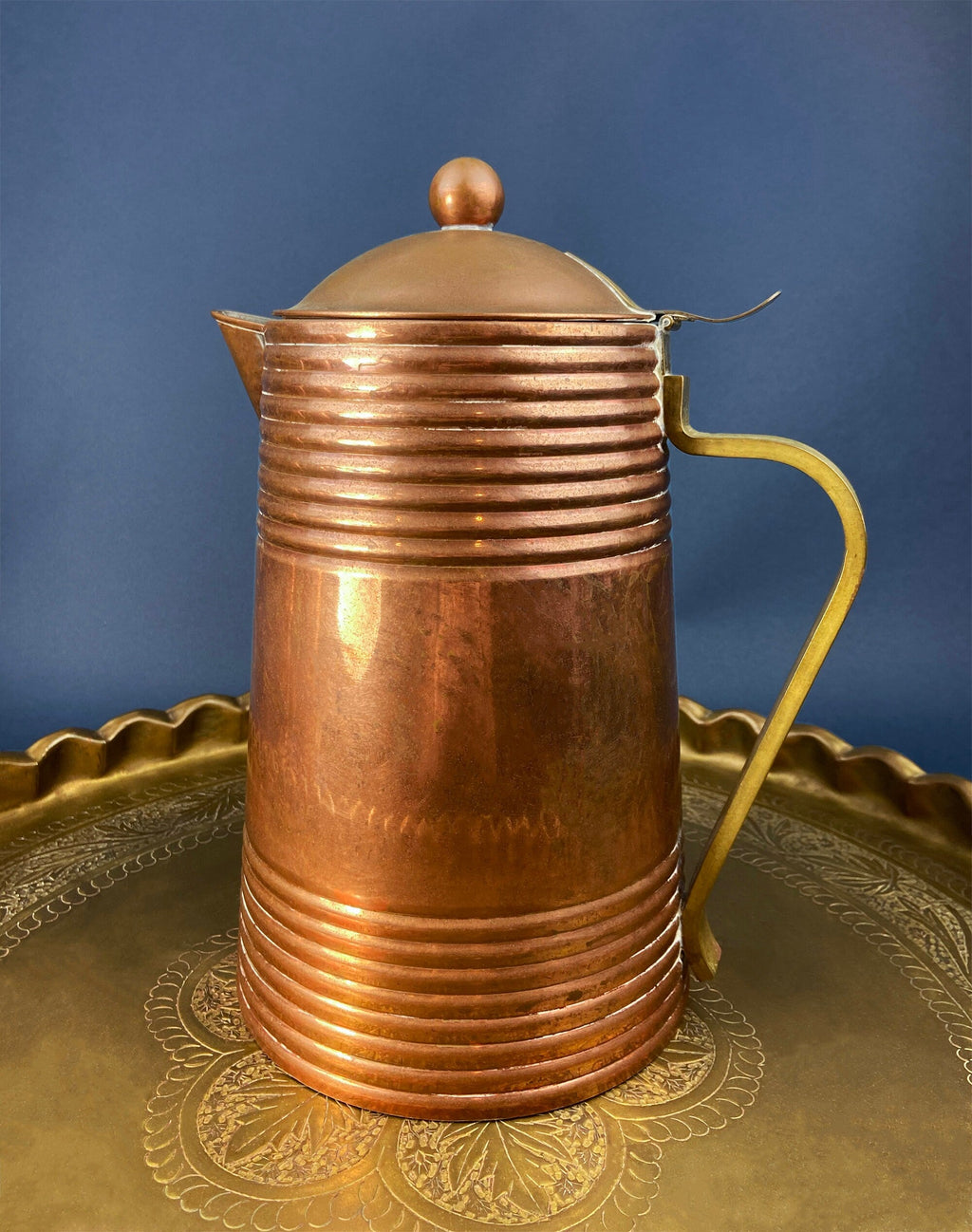 Revere Copper Pitcher and 4 Mugs