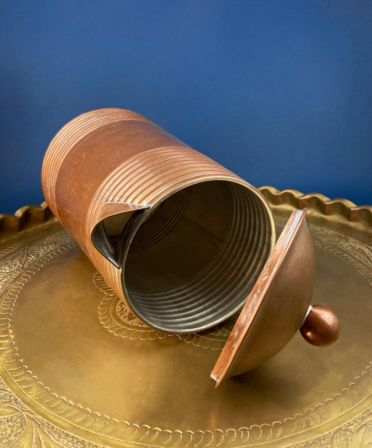 Revere Copper Pitcher and 4 Mugs