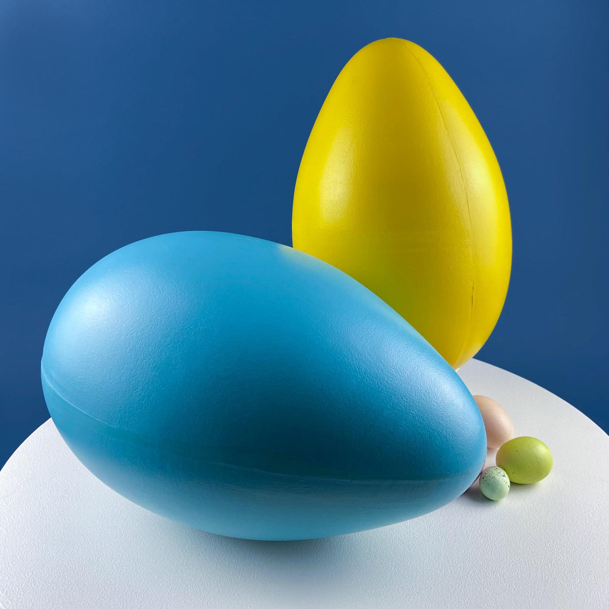 Blow Mold Oversized Easter Eggs, Pair