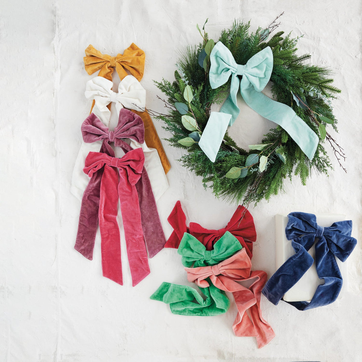 Navy Cotton Velvet Clip-On Christmas Bow – 2 Sizes