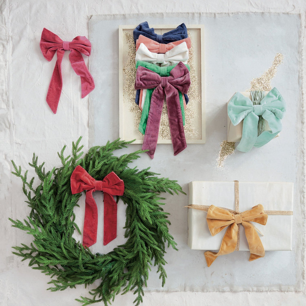Navy Cotton Velvet Clip-On Christmas Bow – 2 Sizes
