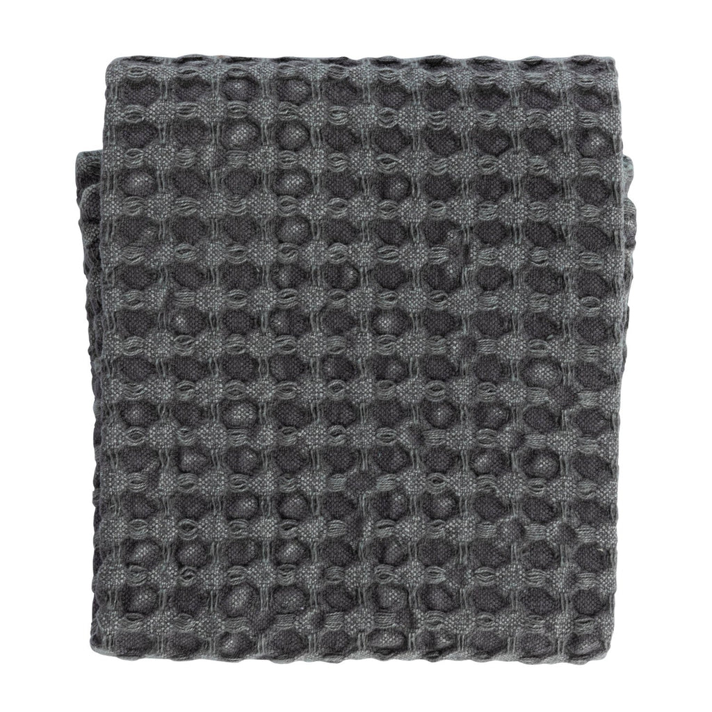 Charcoal Stonewashed Cotton Waffle Weave Tea Towel – 28" x 18"
