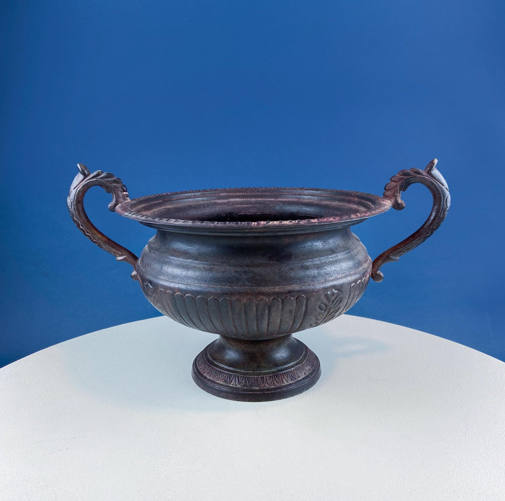 Rustic Metal Urns with Patina, Set of 4
