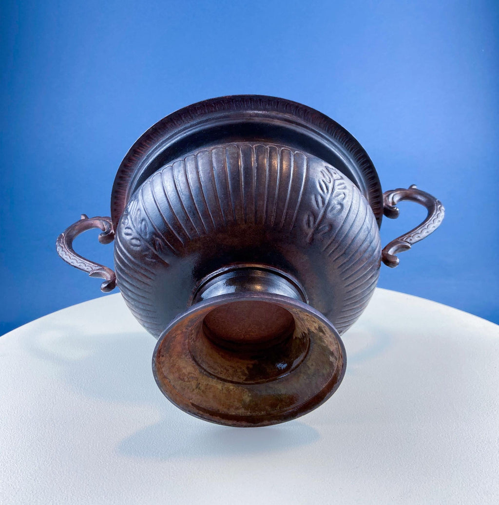 Rustic Metal Urns with Patina, Set of 4