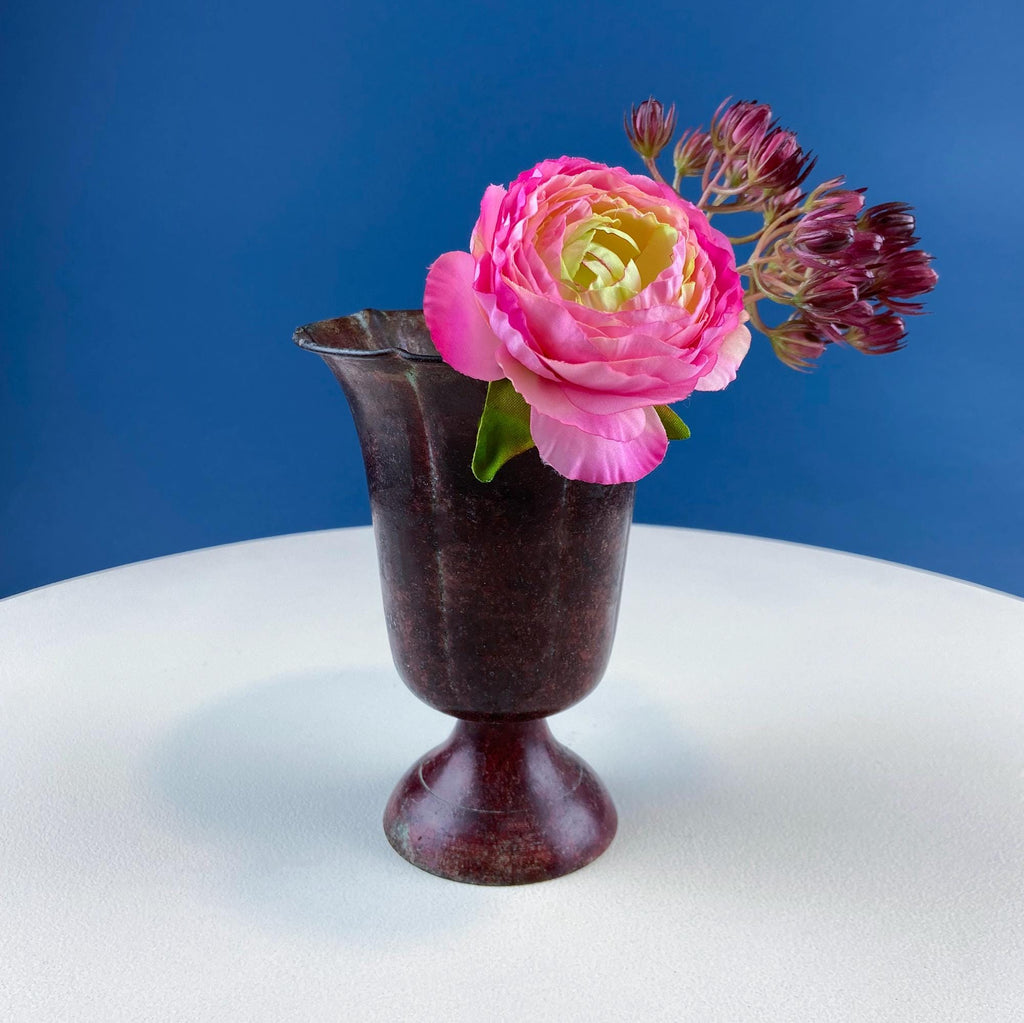 Rustic Metal Urns with Patina, Set of 4
