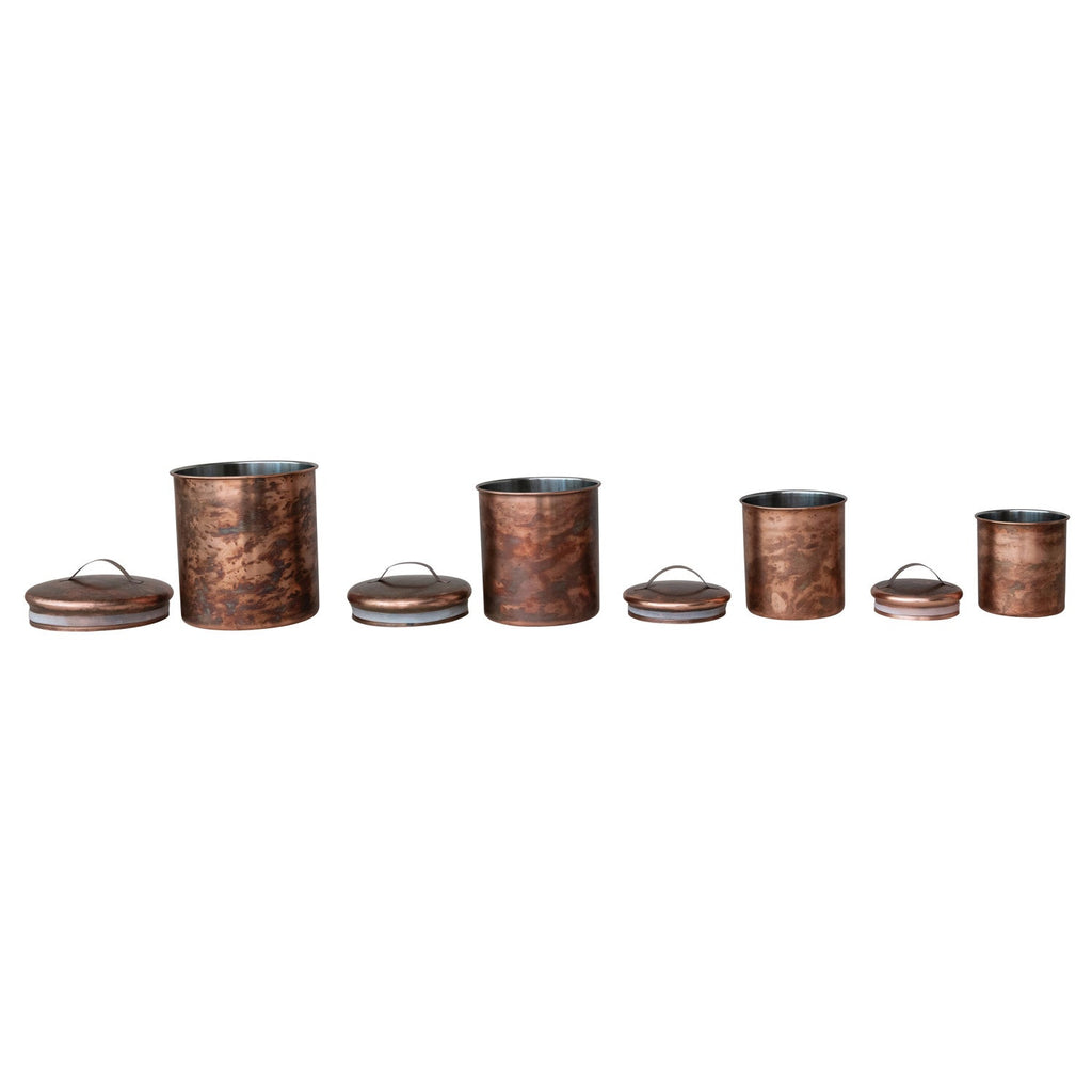 Oxidized Copper Stainless Steel Canisters – Set of 4