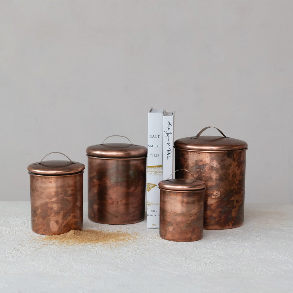 Oxidized Copper Stainless Steel Canisters – Set of 4