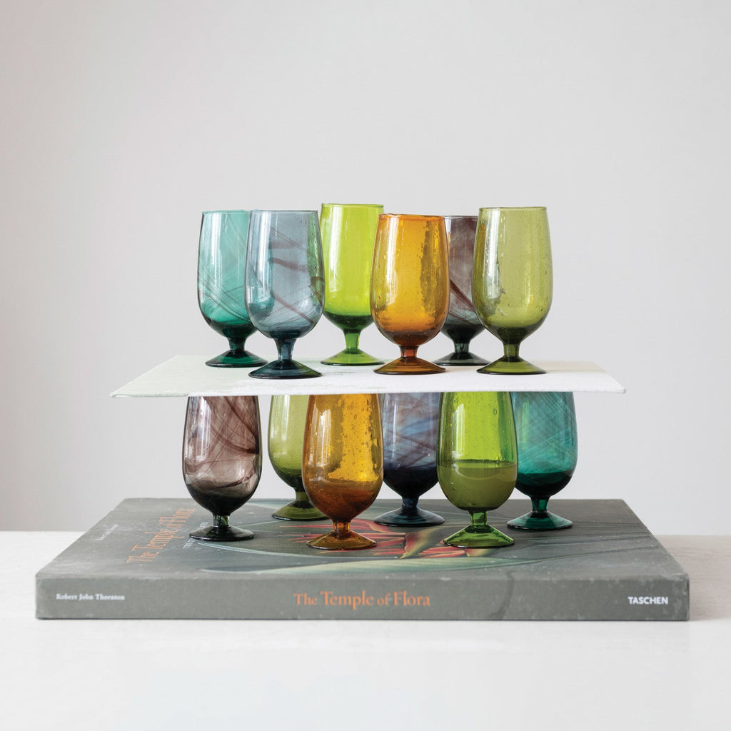Hand-Blown Stemmed Drinking Wine Glass | 6 Colors