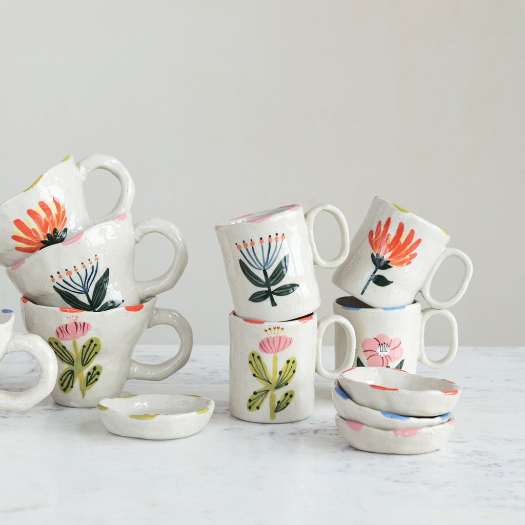 Hand-Painted Ceramic Petite Floral Mug | 4 Styles