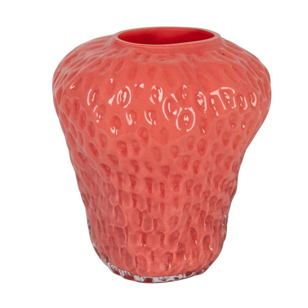 Opaque Pink Strawberry Shaped Glass Vase