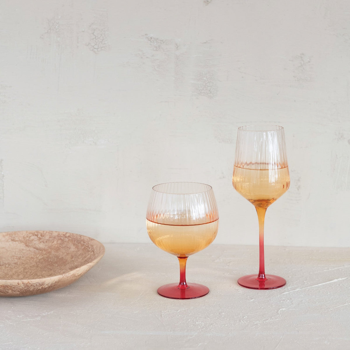 Ombre Orange Fluted Goblet Drinking Glass