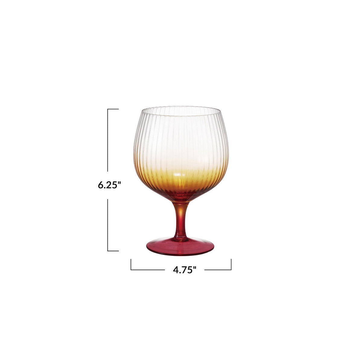 Ombre Orange Fluted Goblet Drinking Glass