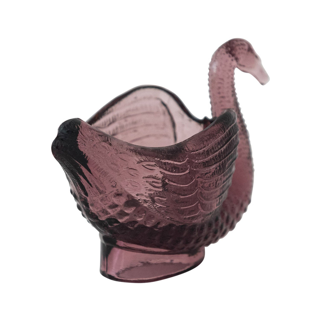 Purple Recycled Glass Swan Toothpick & Spoon Dish