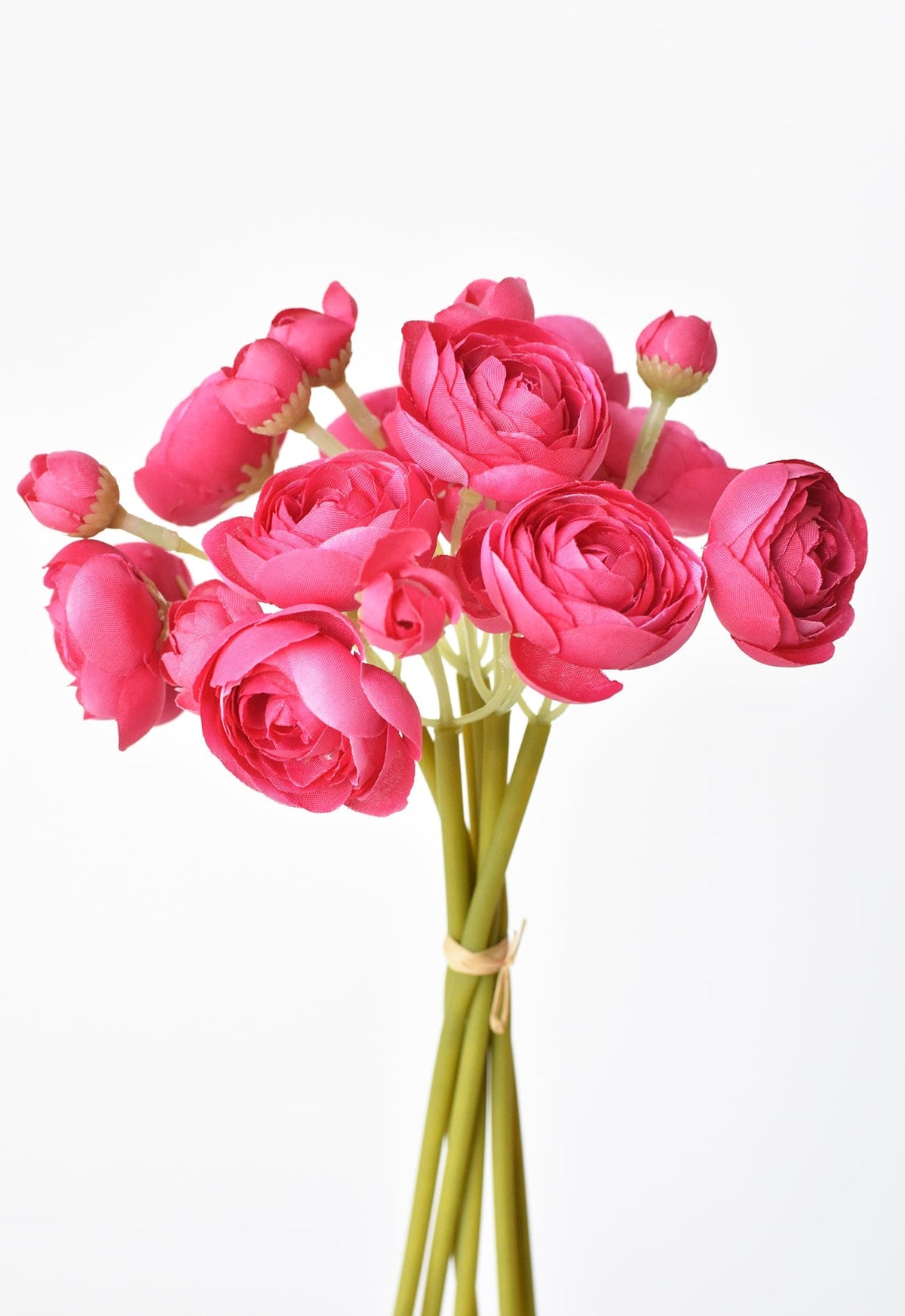 10.5" Faux Dark Pink Ranunculus Stem Bundle