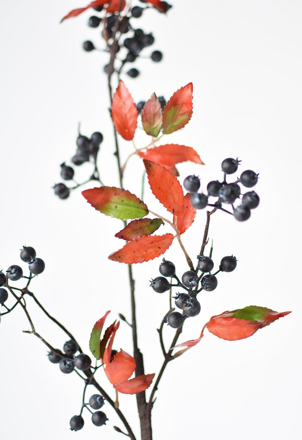 34" Faux Blue Berry w/ Red Foliage Stem