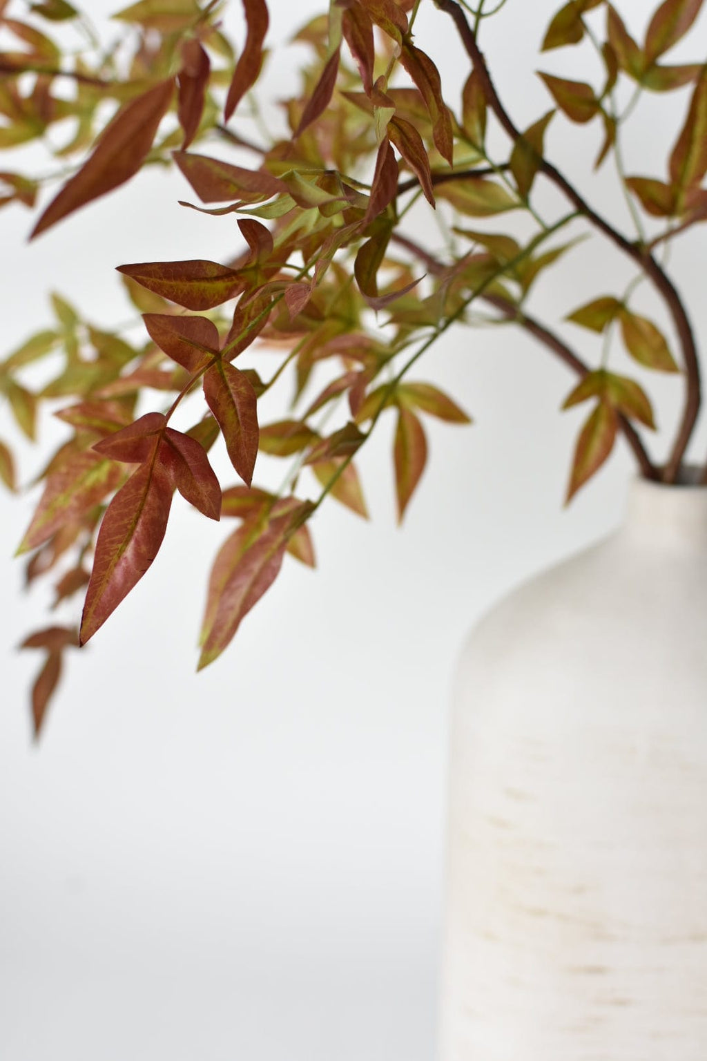 Fall Stems, Arranged bundle: 40" faux nandina fall foliage, green and burgundy (2)
