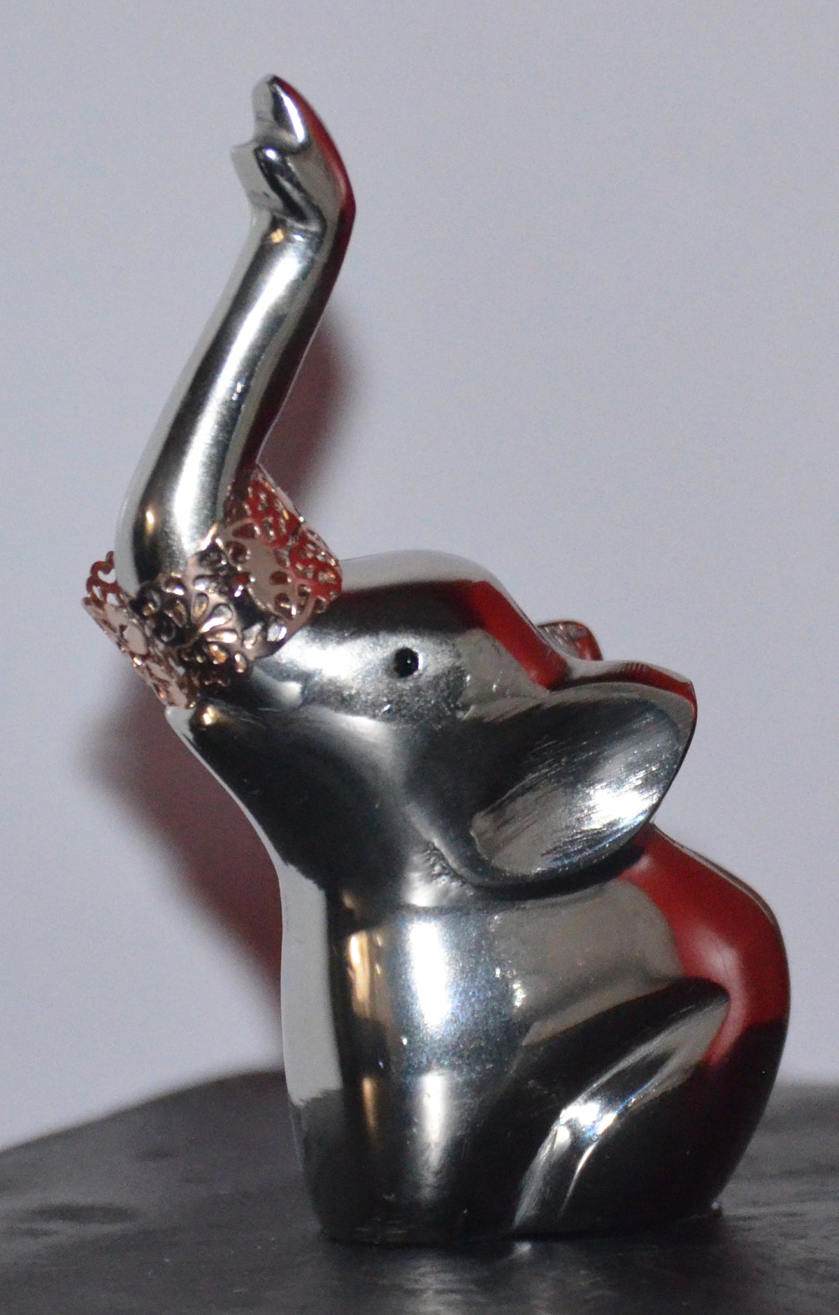Vibhsa Elephant Ring Holder, 4 Inch, Silver Finish