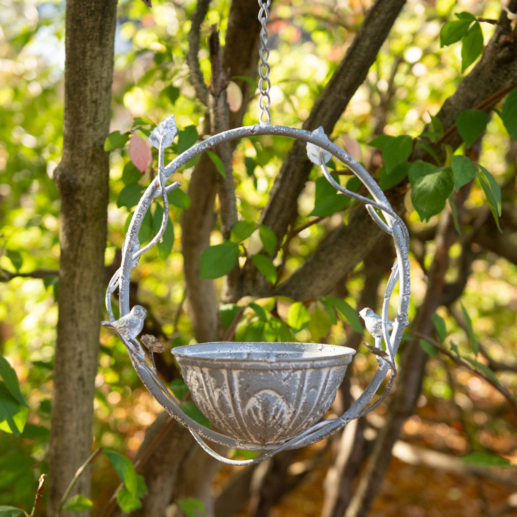 Vine Hanging Metal Bird Feeder with Bowl