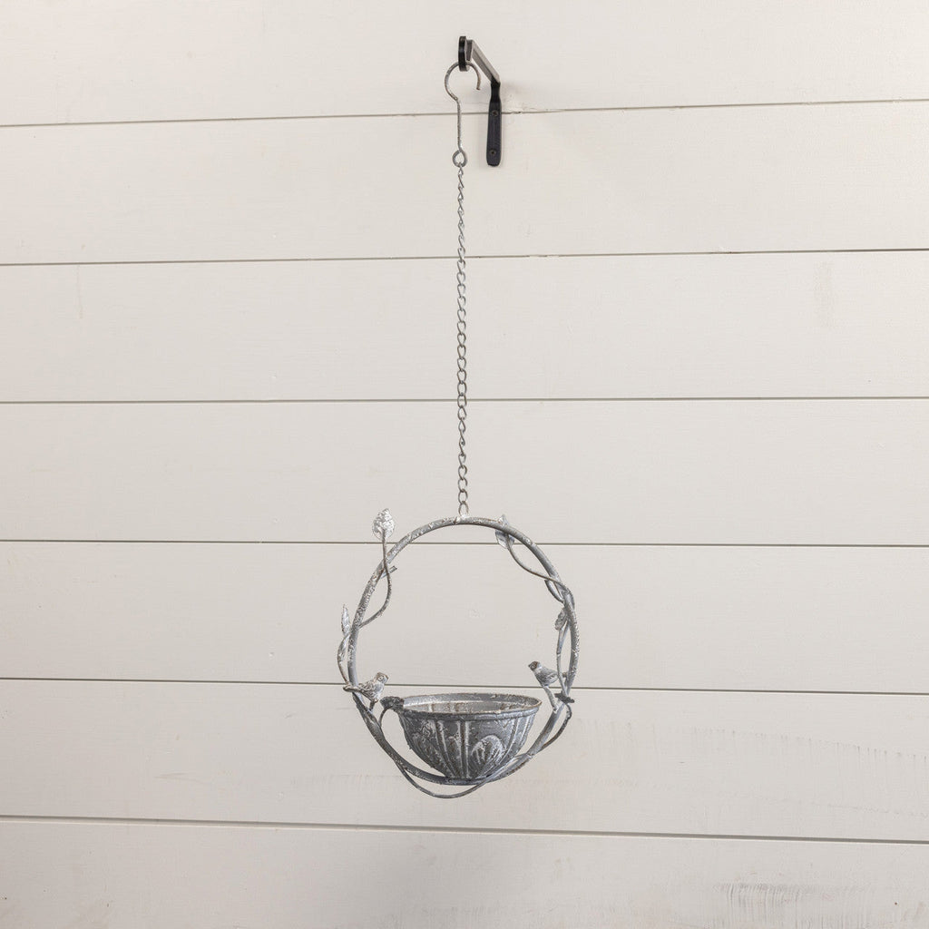 Vine Hanging Metal Bird Feeder with Bowl