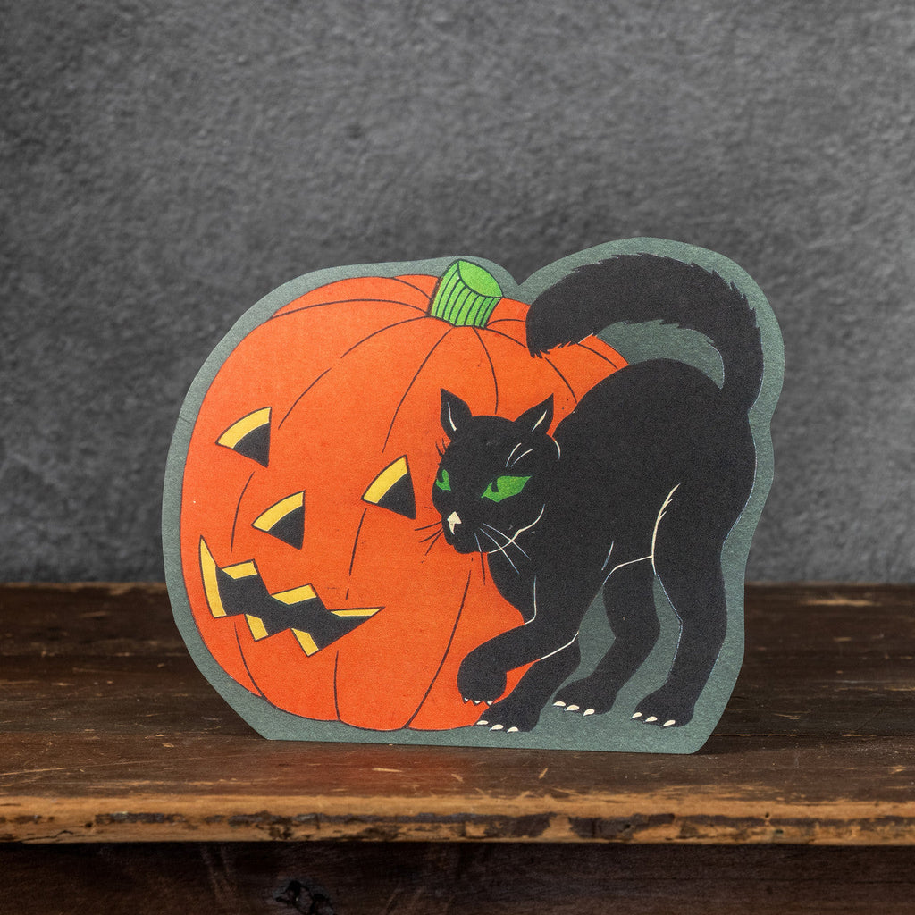 Retro Cat and Pumpkin Halloween Sign