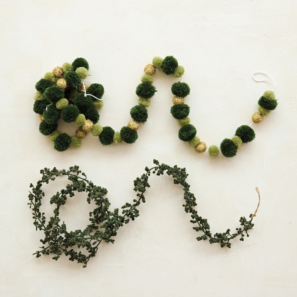 72" Green Flocked Foam Ball Garland – Christmas & Holiday Decor