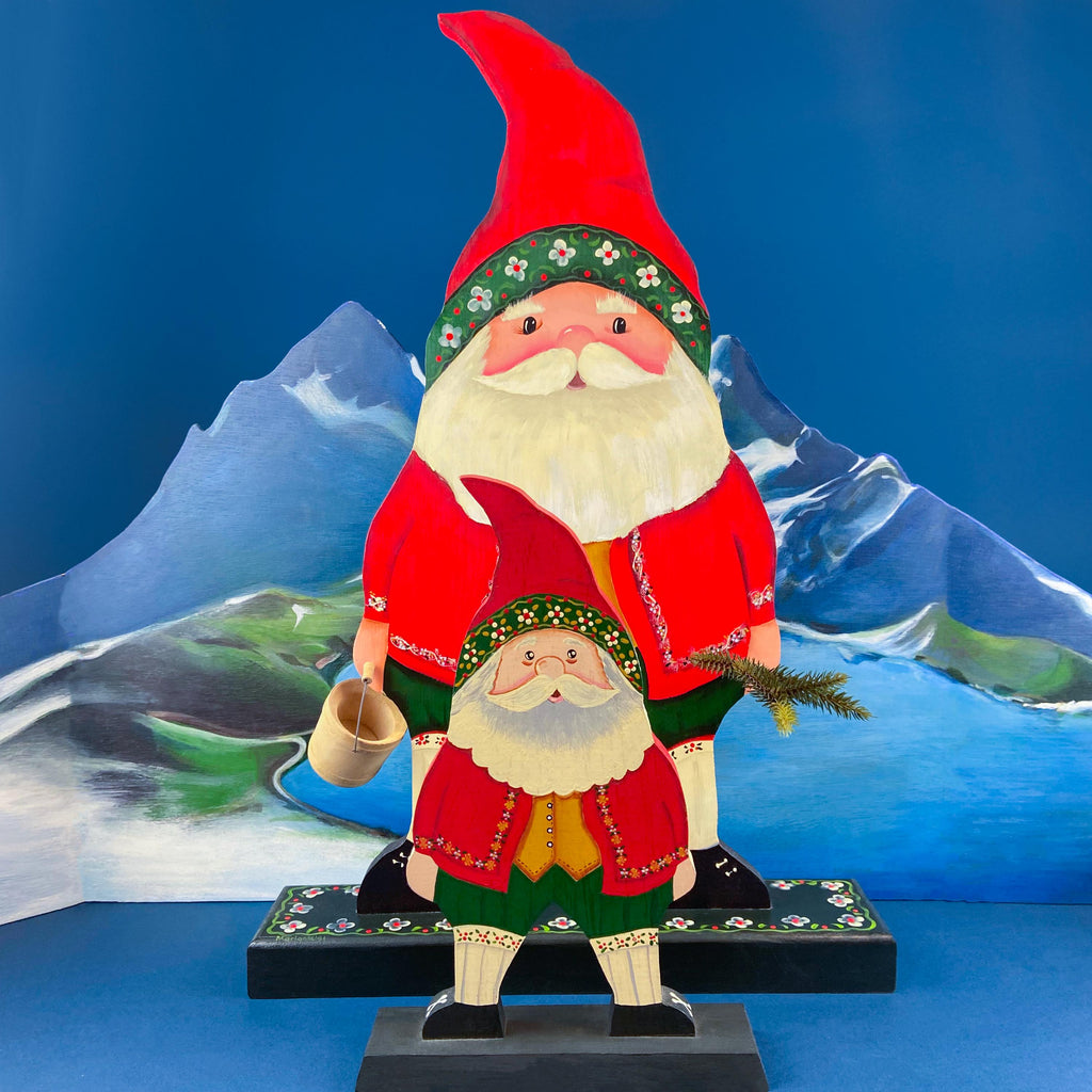 Hand-Painted Wooden Belsnickel Santas, Pair