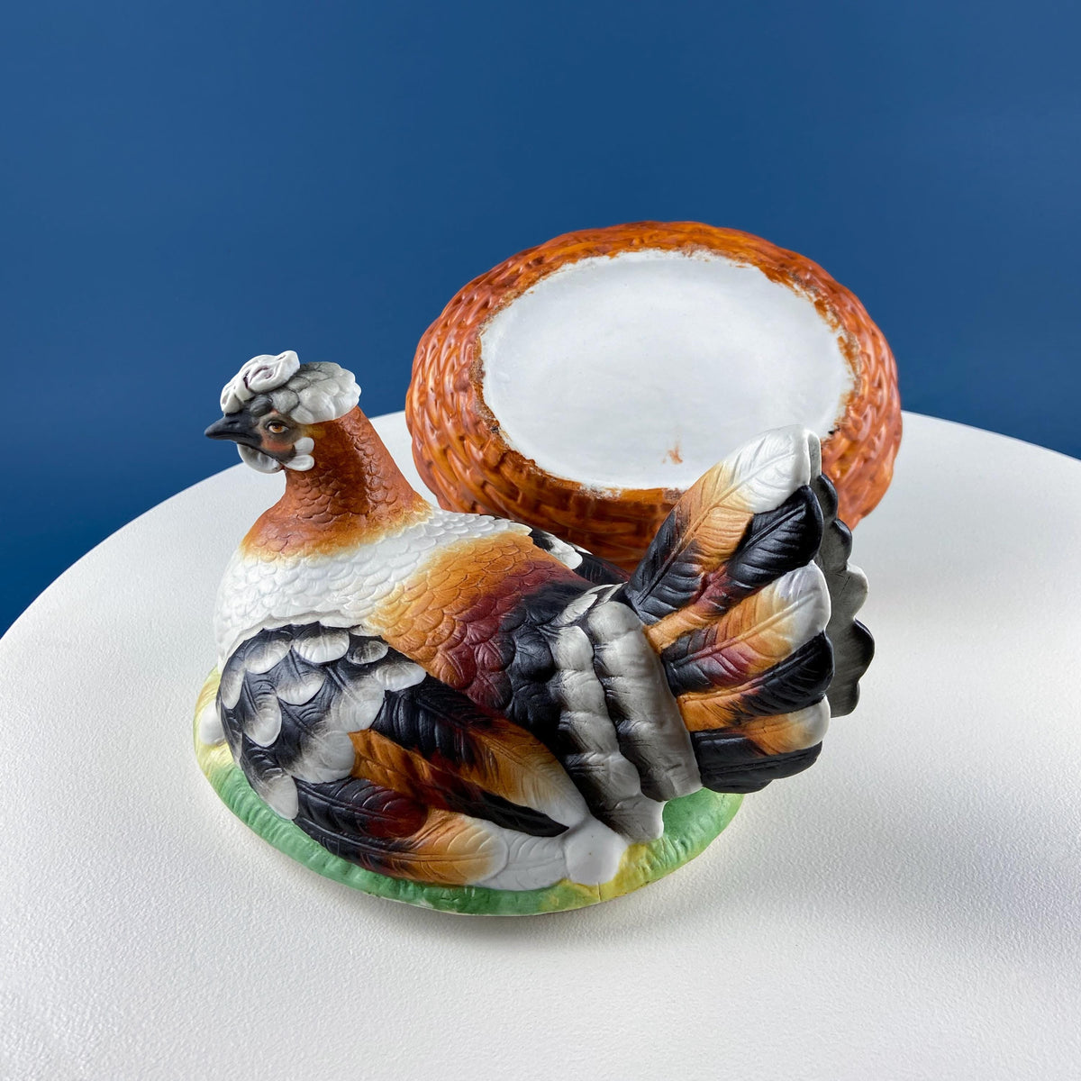 Hand-Painted Hen on Nest Covered Dish