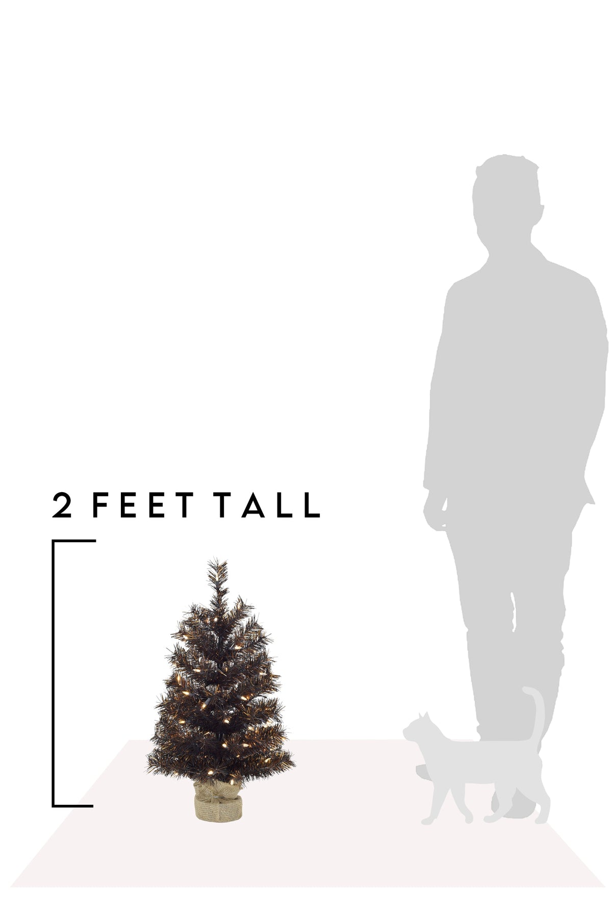 24" Tabletop Matte Black Gold Tinsel Halloween Tree
