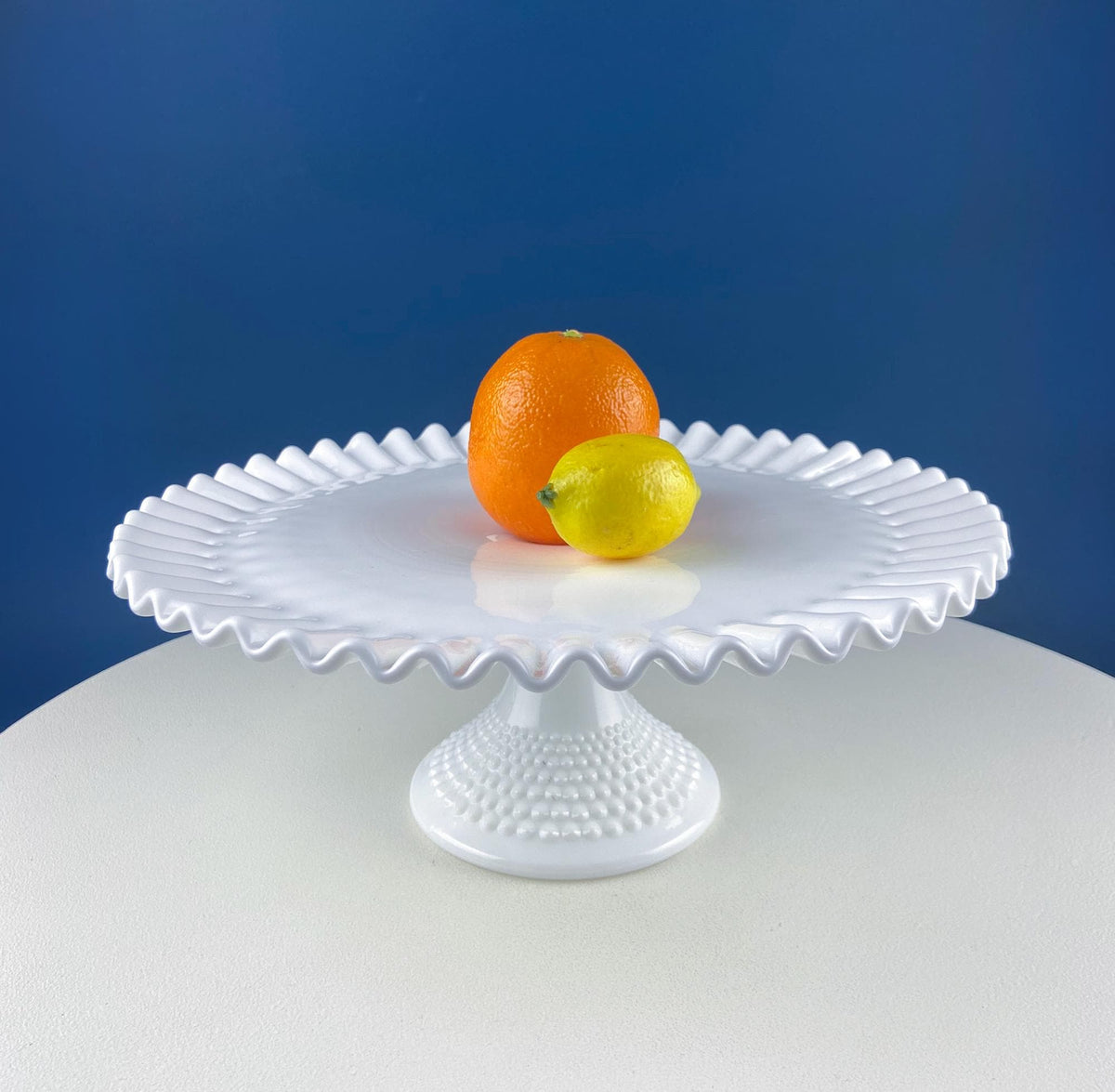 Hobnail Milk Glass Cake Stand, 13"